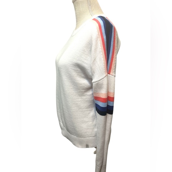 Talbots White Crewneck Sweater with Colorful Stripes . Sz. XS - Picture 5 of 8